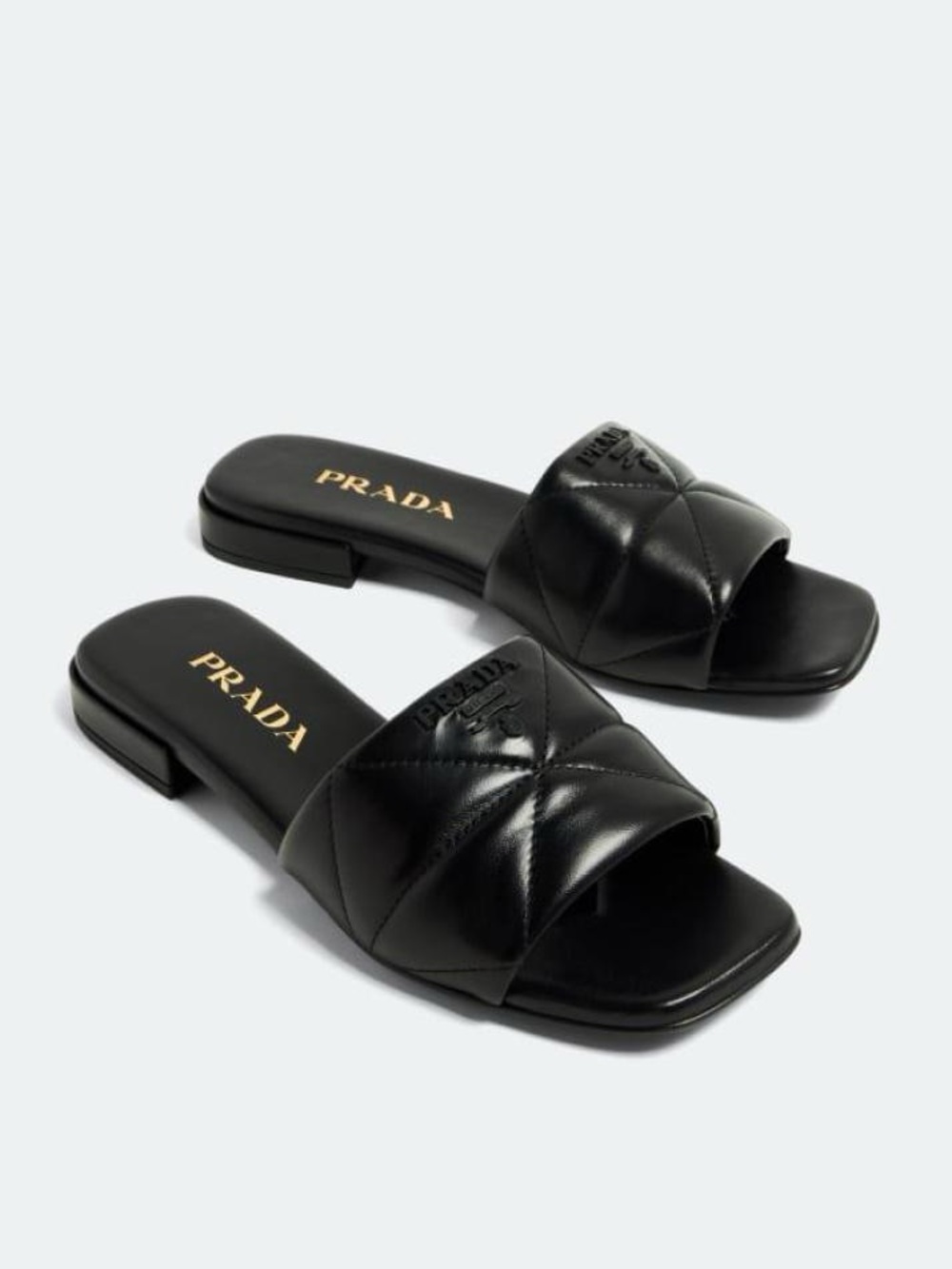 Prada Black Quilted Leather Slide Mules